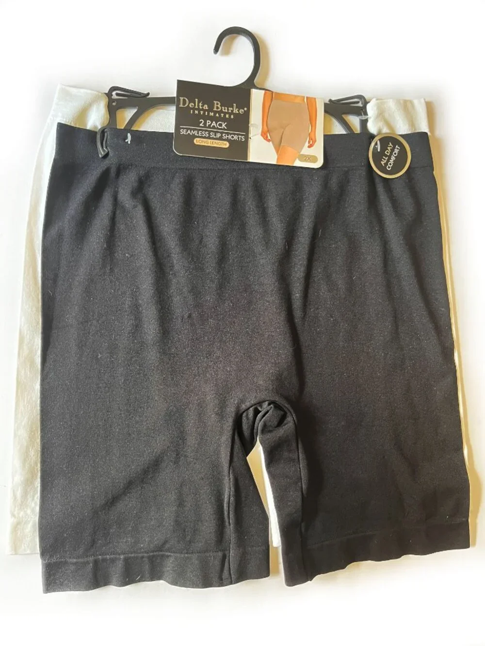 Delta Burke Long Length Slip Short Women's Plus Size 2X 2 Pack NEW NWT